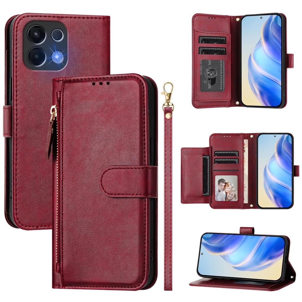 For Oppo K13 5G Case Zipper Pocket Multiple Card Slots Leather Phone Cover