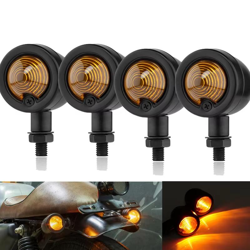 Motorcycle Turn Signal Light Universal 12V 10mm For Chopper Cafe Racer Moto Indicator Lamp Retro Scooters Metal Turn Signal Lamp