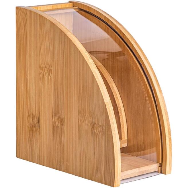 DECHOUS Coffee Filter Holder, Coffee Paper Storage Container for #1#2 V 60 Coffee Filters Bamboo Coffee Filter Paper Dispenser Rack with Dustproof