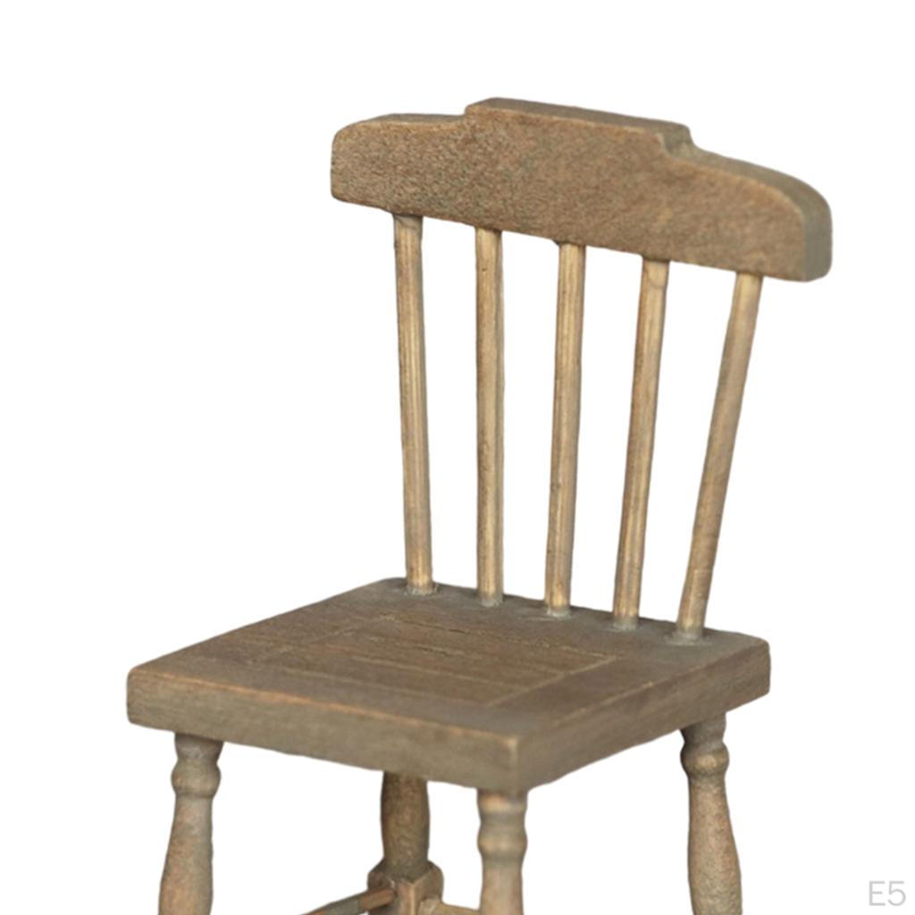 /12 Dollhouse Dining Table Chair Furniture Model Kitchen Decor Pretend Toy Wood Color