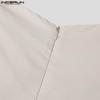 INCERUN Men Zipper Waist Long Pants Casual Twisted Wide Leg Trousers