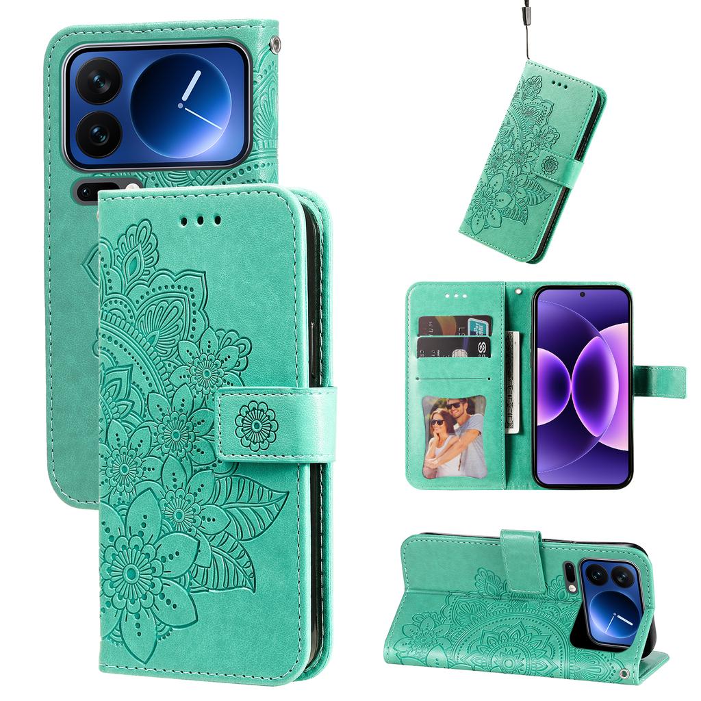 For Xiaomi 17 Pro Case Floral Pattern PU Leather Wallet Stand Phone Cover
