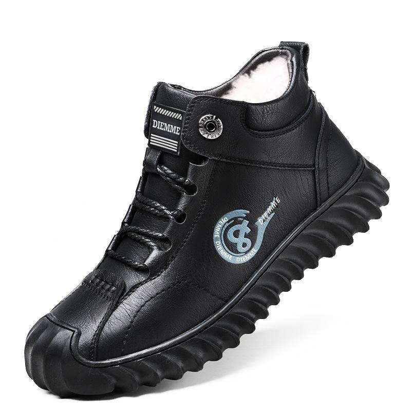 Chaussures d'automne et d'hiver pour hommes, chaussures chaudes en velours et coton, bottes de neige antidérapantes pour l'extérieur