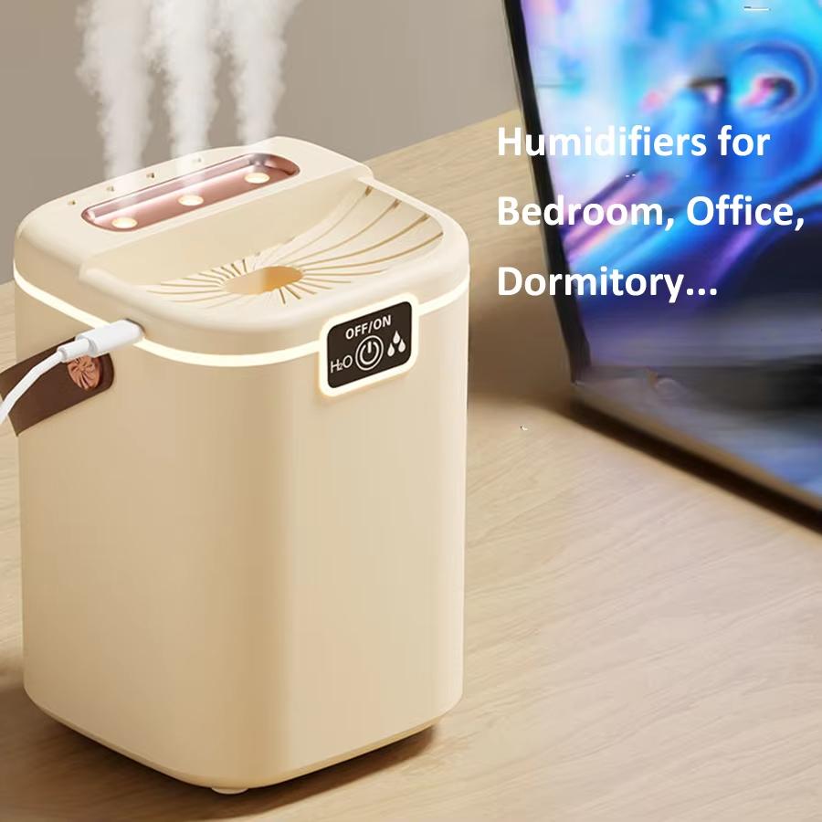 2L Large Capacity Ultrasonic Cool Mist Humidifier Triple Spray USB Rechargeable with LED Display