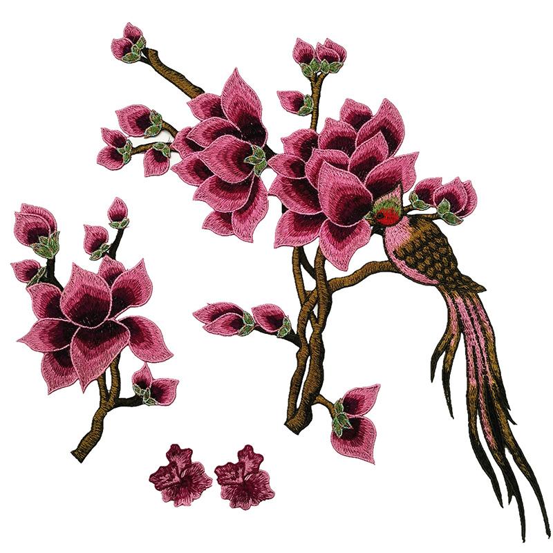 1 Set Applique Repair DIY Patches For Jeans Hat Embroidered Magnolia Bag Clothes Fabric Stickers Embroidery Flower