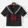 School Girls Jk Black Three Basic Sailor Women Short Sleeve set