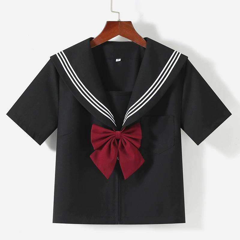 School Girls Jk Black Three Basic Sailor Women Short Sleeve Set