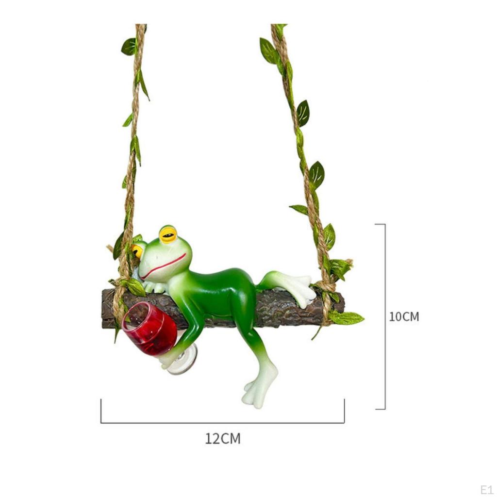 Frog On Swing Resin Statue Cute for Gardeners, Garden, Balcony, Planter