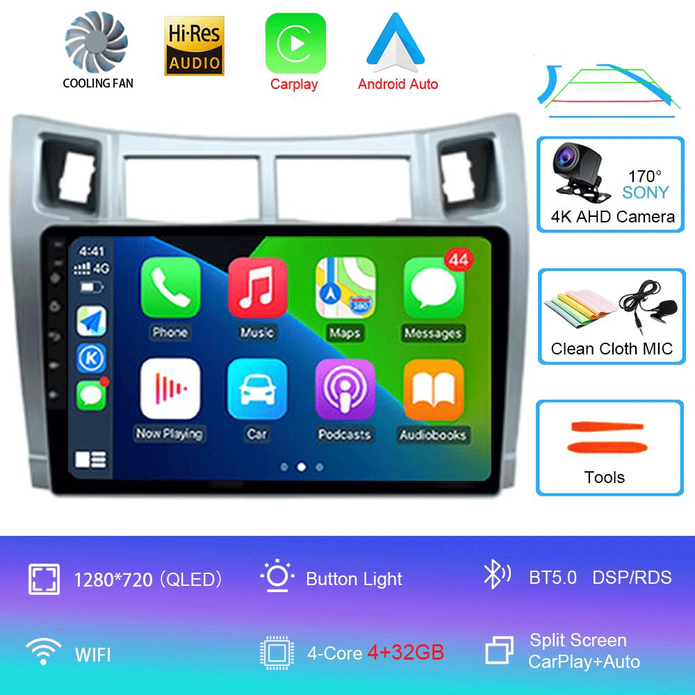 For Toyota Yaris 2005 2006 2007 2008 2009 2010 2011 2012 Carplay Car Multimedia Player Radio Car Radio Android 14 GPS Navigator