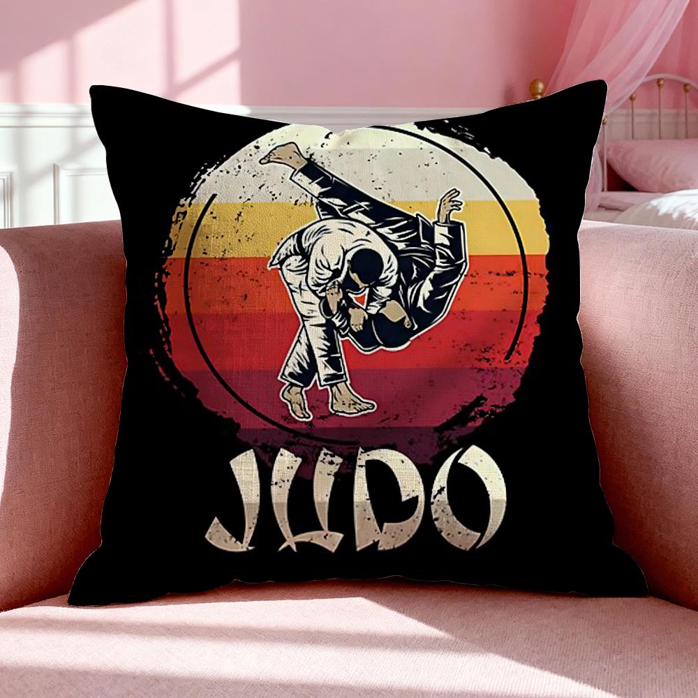 Sport J-Judo Cushion Cover Breathable Linen Pillowcase Summer Odorless Eco-Friendly Invisible Zipper Washable