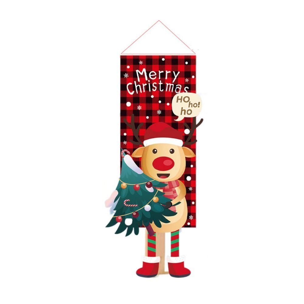 

Decorative Merry Christmas Hanging Flag Santa Claus/Snowman/Elk Santa Claus Snowman Banner Porch D