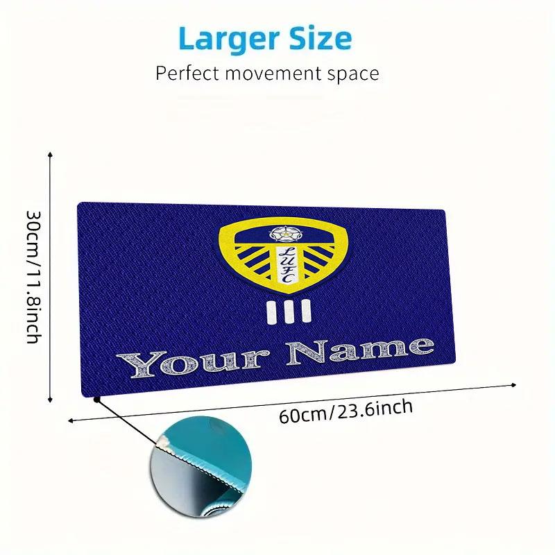 Leeds United Benutzerdefinierter Name Große Größe Mauspads Große Gaming-Tischunterlage Rutschfest für Laptop Tablet Großes Mauspads XXL Matte Mini-PC-Spielmatte Mit Verriegeltem Rand