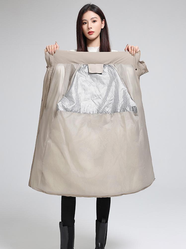 Casaco de algodão com capuz feminino, grosso, elegante, quente, de algodão