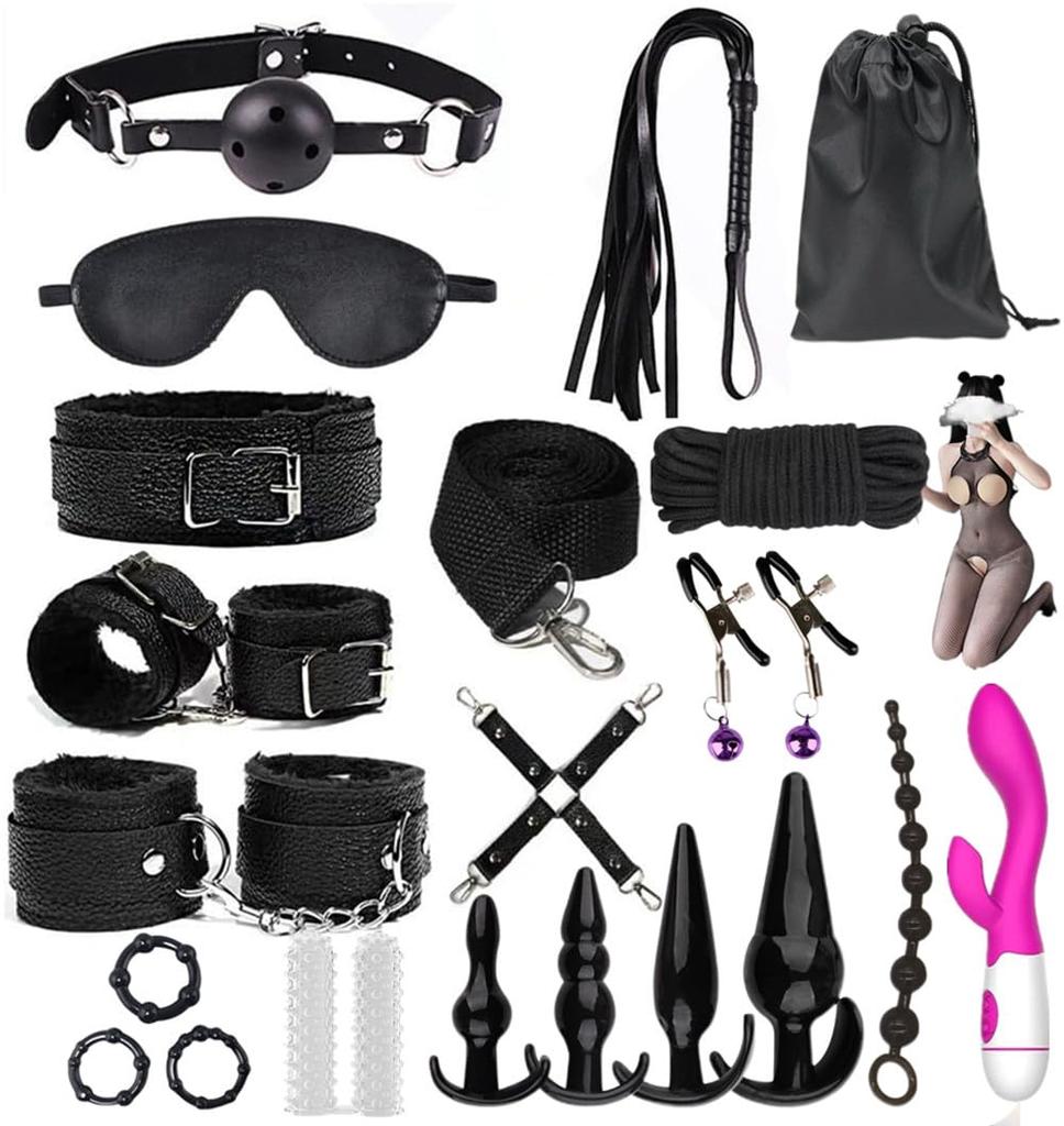 BAOQISHAN SM SM Goods Ankle Eye Bondage Adult SM SM Vibrator for Breaking the Secret Storage Bag Included Set, 20-piece Set, Restraints, Collar,