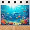 Underwater World Background Decor, Sea Background Banner, Seashell Decorations, Dolphins, Turtles, Underwater Photography Props32
