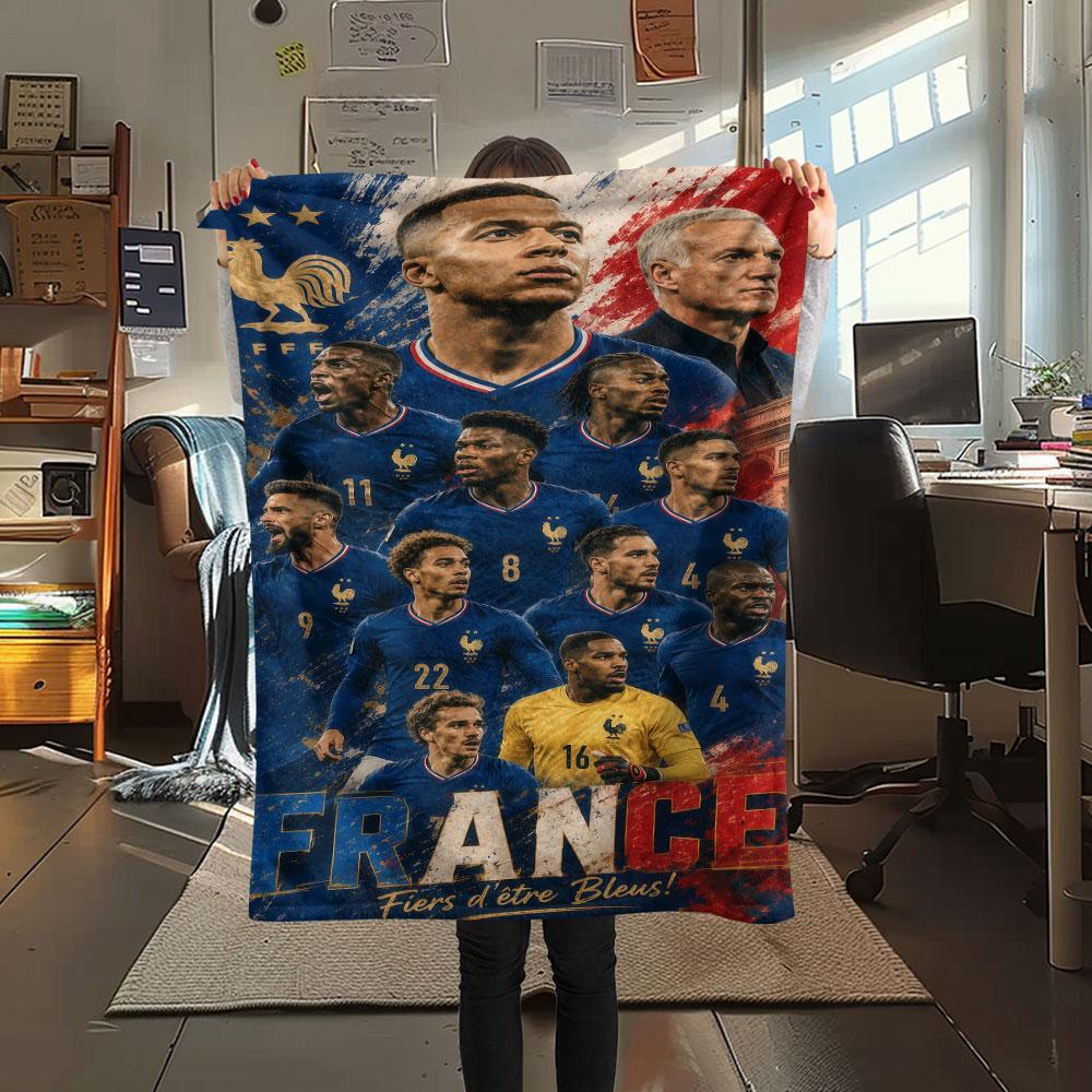 1PC France National Football Team Patterned Flannel Blanket Suitable For All Seasons for Home Decor Warmth and Comfort Gifts Holiday Present