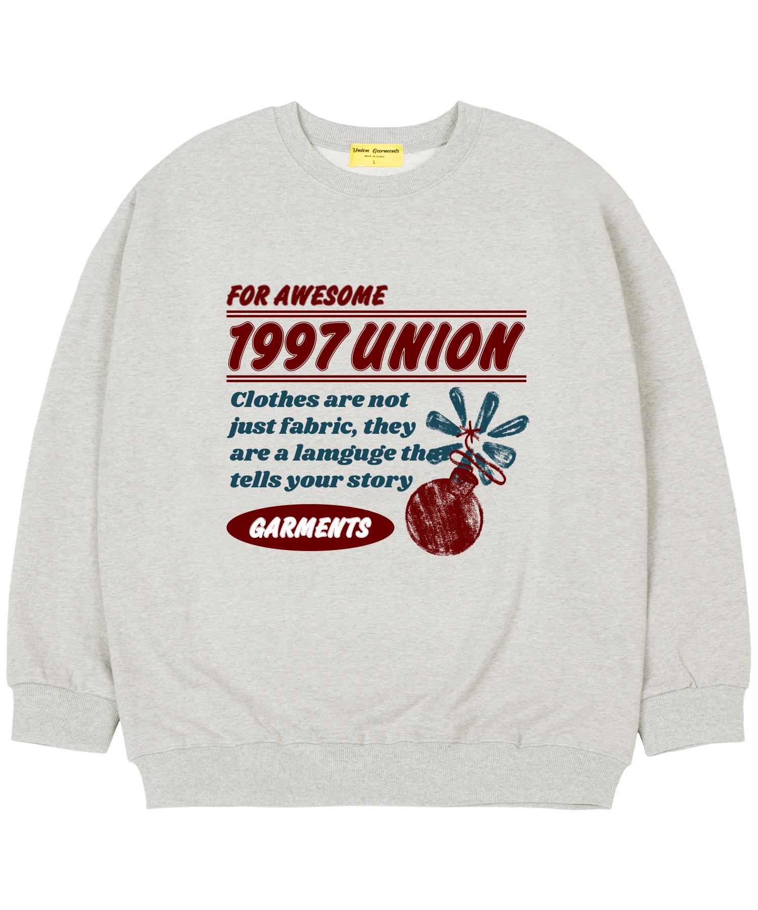 Union Garments [На флисе] Винтажная свободная толстовка Бум Овсяный M