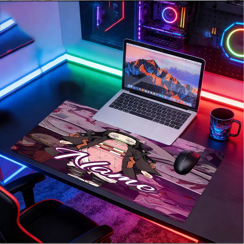 Custom Name Personalized Demon Slayer Pattern Mousepad, Laptop PC Desk Mat, Decorative Desk Mat for Home Keyboard Pad Gift