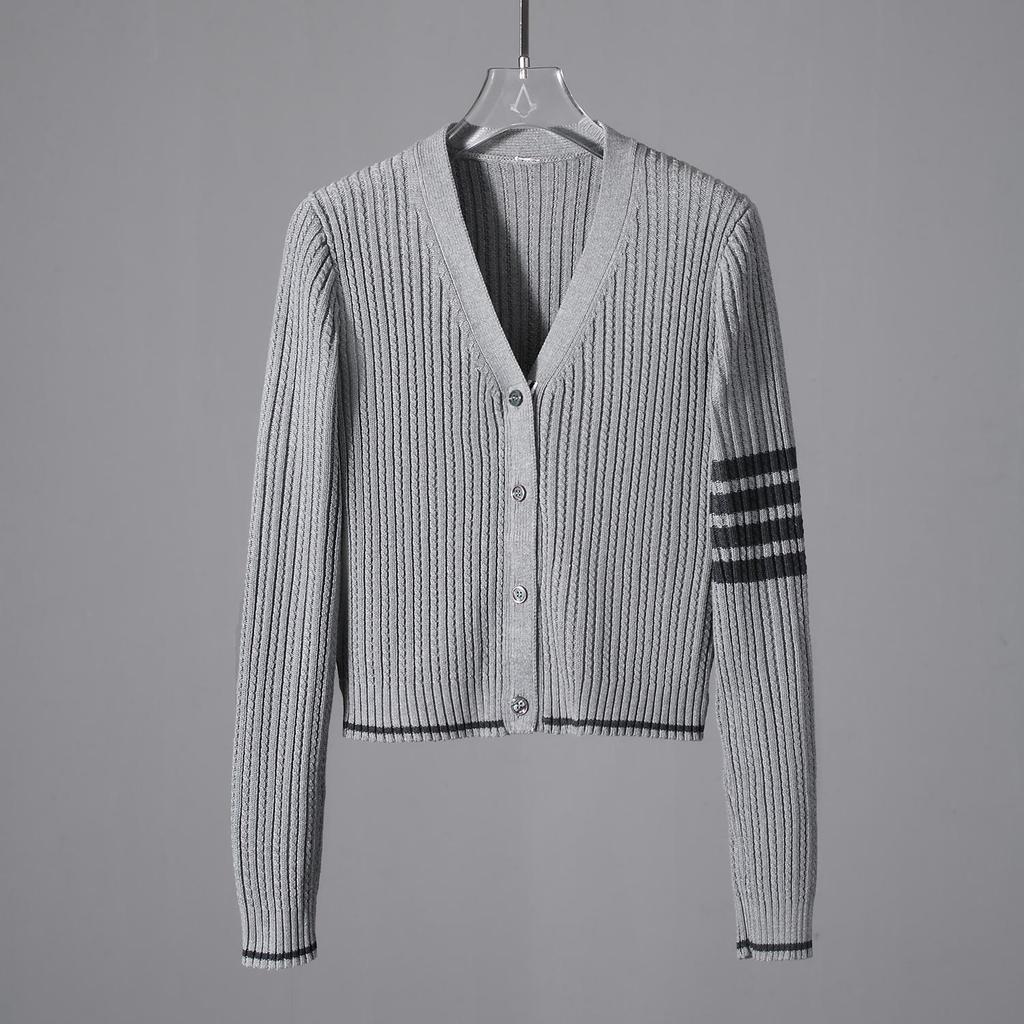 TBJL Damen Klassischer Strick-Cardigan mit vier Streifen - Herbst/Winter High-End Schlankmachende Mode.