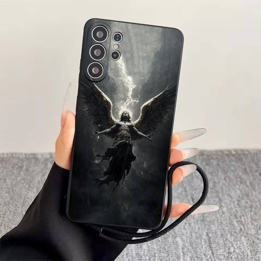 Dark Angel Phone Case For Samsung S25,S24,S21,S22,S23,S30,Ultra,S20,Plus,Fe,Lite,Note,10,Black Cover