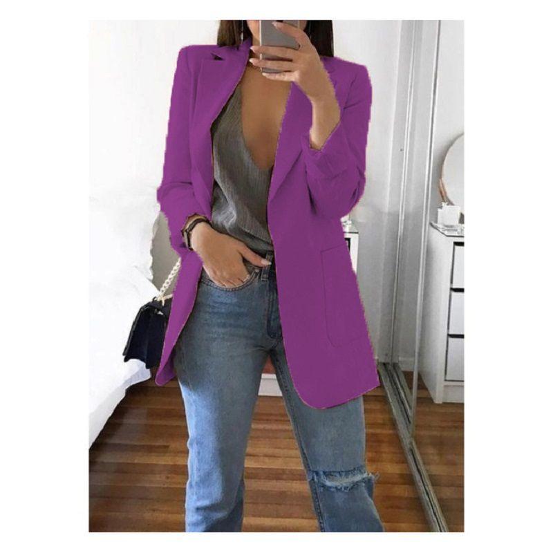 Lapel Women Loose Turndowncollar Long Sleeve Casual Blazer Women Outwear