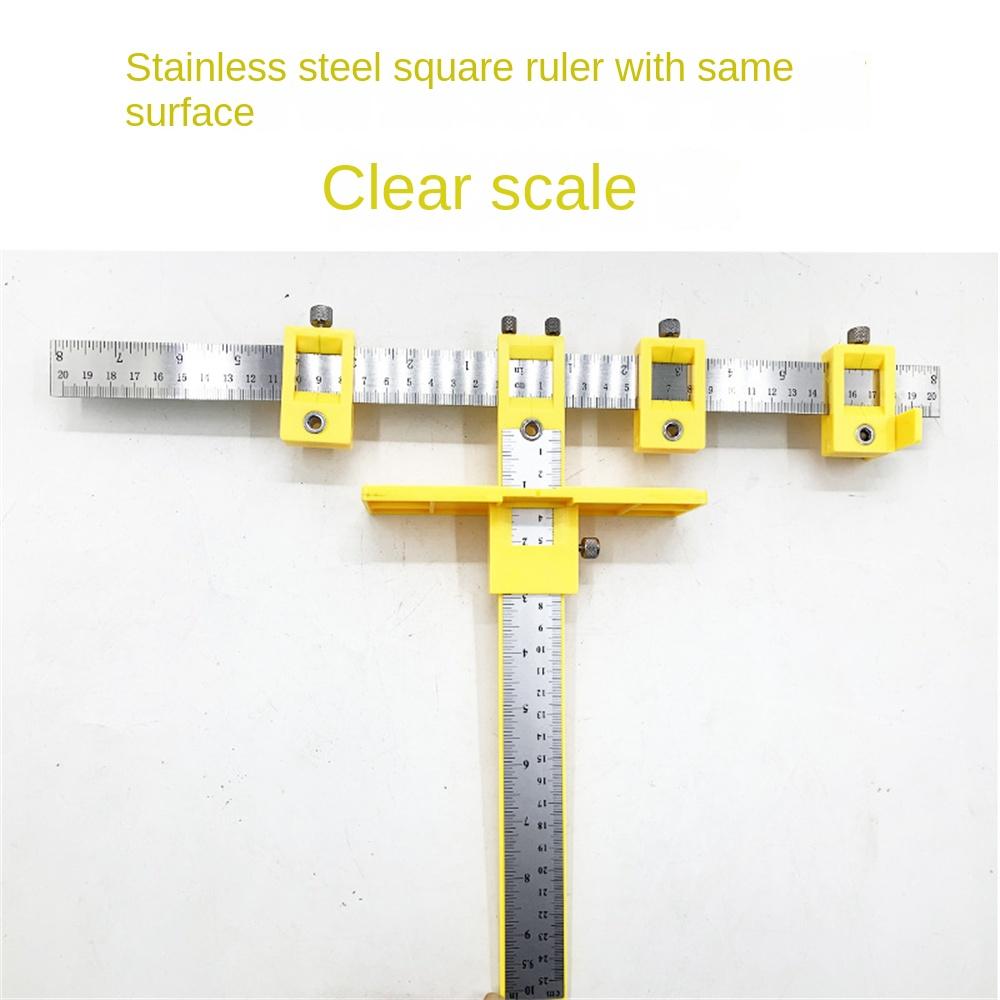 Punch Locator Drill Guide With Storage Bag Quick Assembly Rustless Stainless Steel Ruler Open-hole Locator Woodworking Ruler