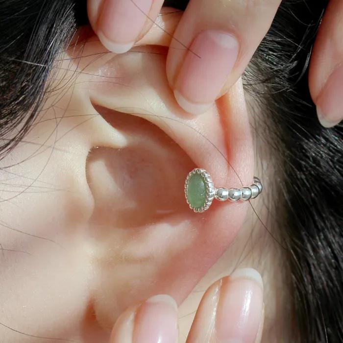 925 Silver Gemstone Point Ring Ear Cuff Earrings Clip-on Ete