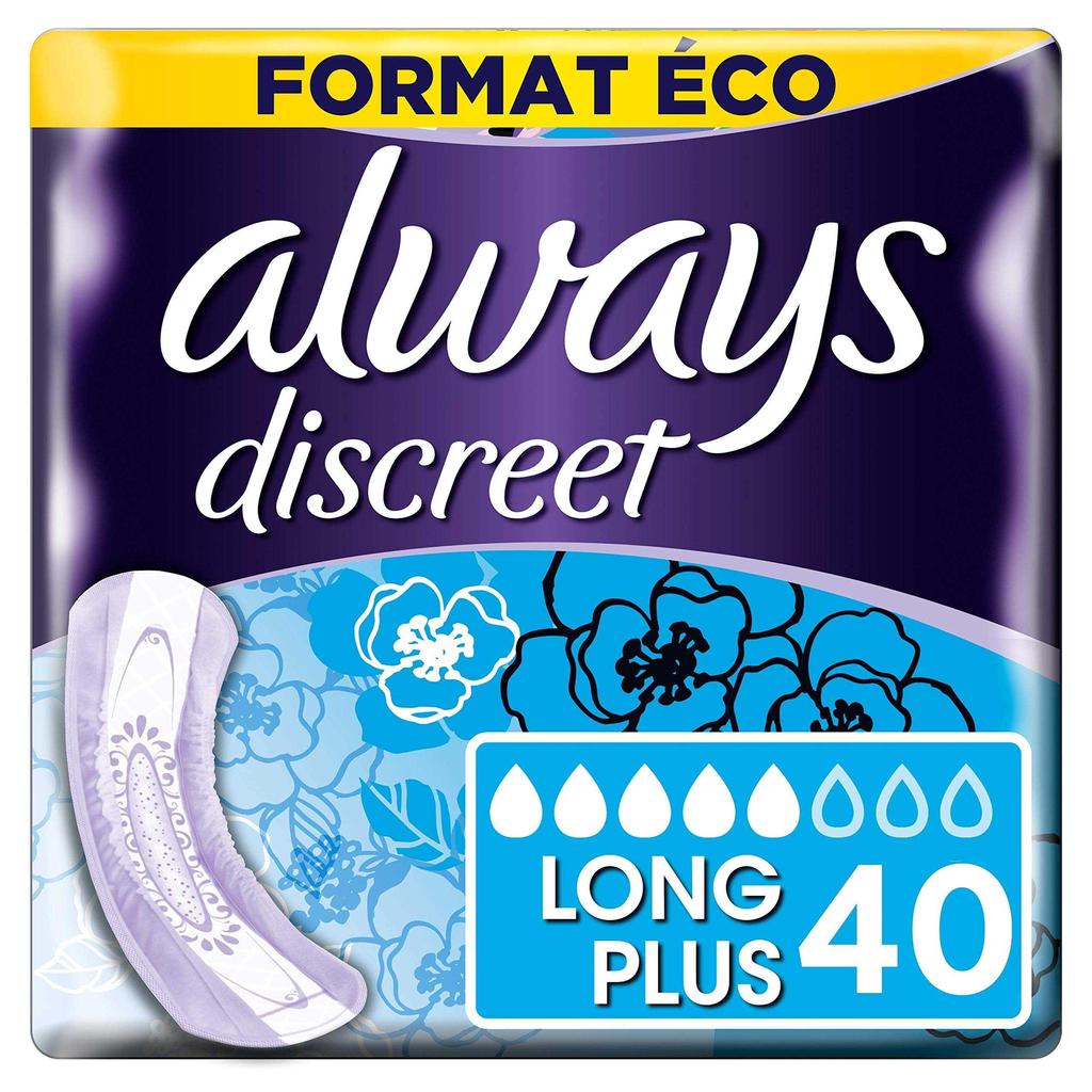 Buy Always Discreet Urine Leakage Pads Long Plus Eco Size X 40