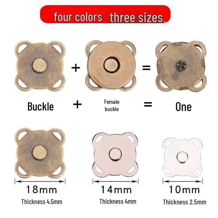 Plum Blossom Magnetic Snap for Bags & Clothing - Hand-Sewn, Invisible Male-Female Closure