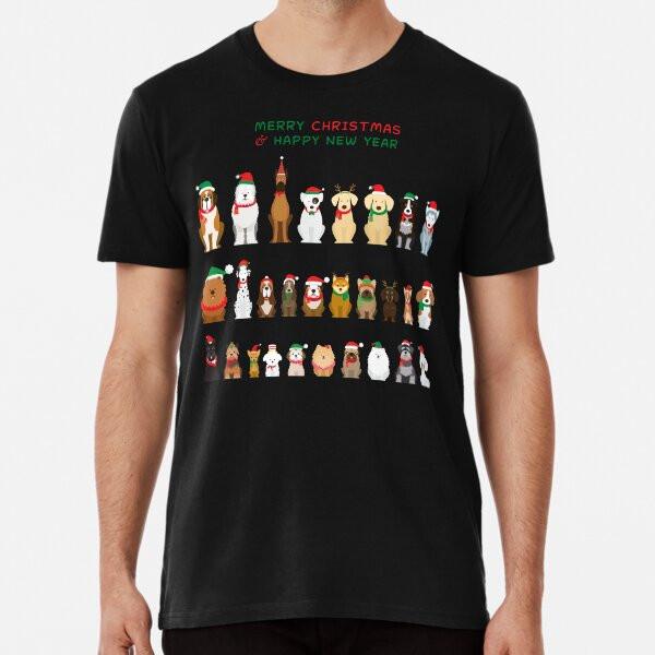 Dogs Wishing Merry Christmas and Happy New YT-Shirt S-5XL Best T-Shirt
