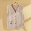 Middle-Aged Women's Embroidered V-Neck Knit Vest