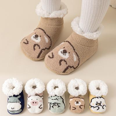 Rutschfeste Baby-Socke Winter Thermische Hausschuhe Warm Plüsch Indoor Boden Krippenschuhe für Kleinkind Säugling Junge Mädchen Laufen lernen