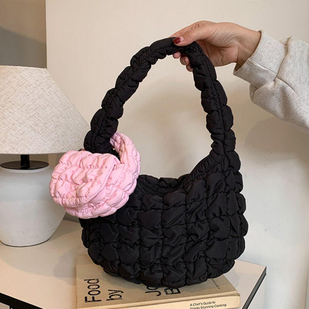 Quilted Cloud Pleated Coin Purse Solid Color Bag Pendant Fashion Card Bag  Travel