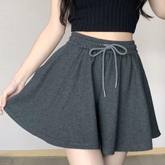 Women Summer Shorts Elastic High Waist Adjustable Drawstring Casual Shorts with Pockets