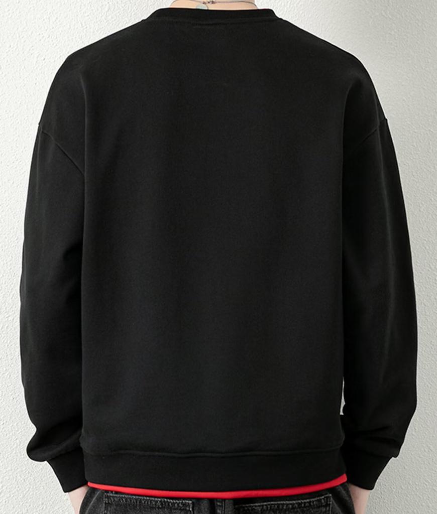 Bligo Pullover Long Sleeve Crew Layered Oversized Black Plus Long Winter Men's Sweatshirt, Neck, Look, Silhouette, Stylish, Spring/Autumn Clothes,