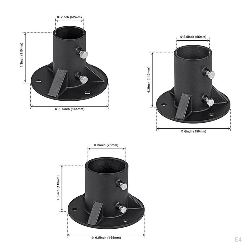 Concrete Mounted Base for Round Fence Posts with Screws Lighting And Fencing