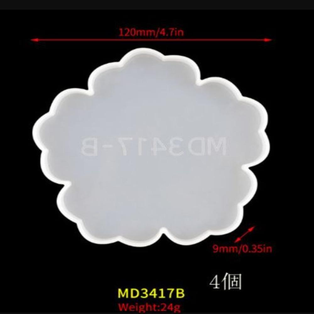 

4 PCS Silicone Flower Coaster Molds 4.7inches Cup Mat Molds Floral Silicone Coaster Resin Molds Art