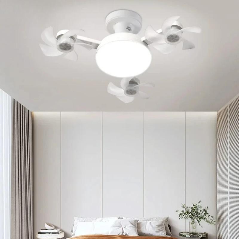 Drone Design Silent Ceiling Fan Light E27 Base Remote Controlled Dimmable 3 Color LED Ceiling Fanlight for Living Room Bedroom