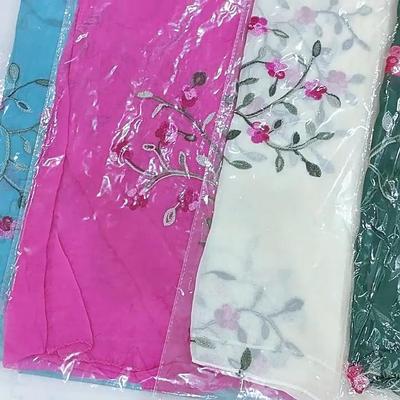 Sciarpa hijab musulmana con scialle per protezione solare da viaggio in chiffon con fiori di pesco ricamato in stile cinese