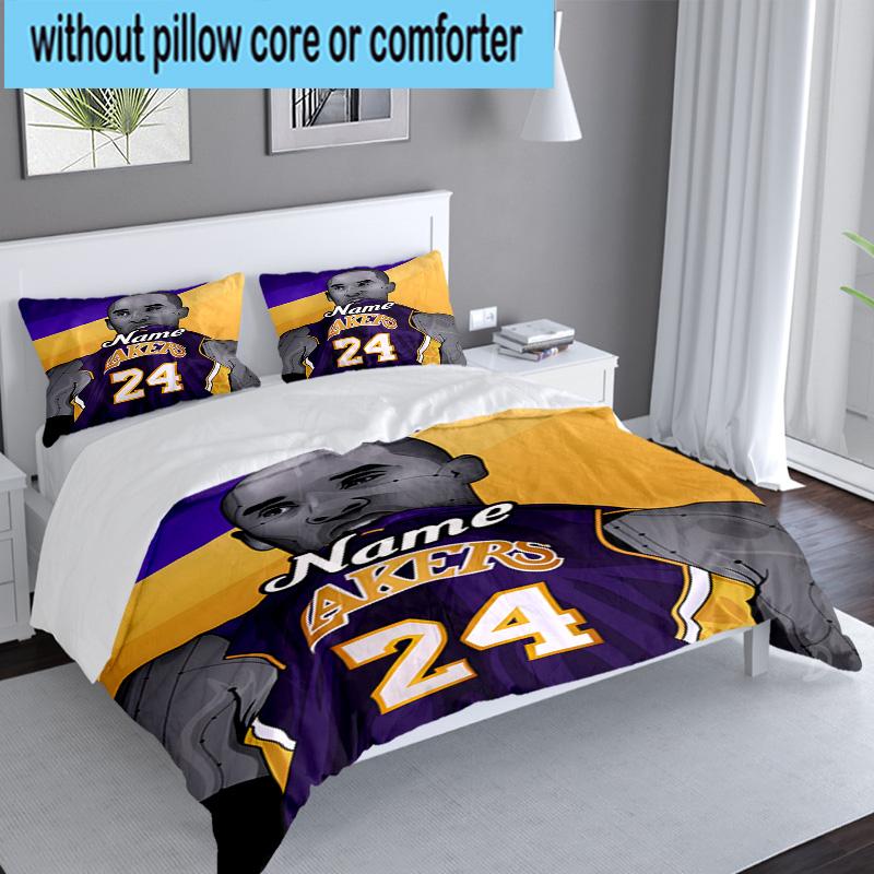 Custom Name 3PCS Legacy: Lakers Pride Bedding Set, Including 1pc Duvet Cover And 2pcs Pillowcases, Suitable for dorms and bedrooms Gift