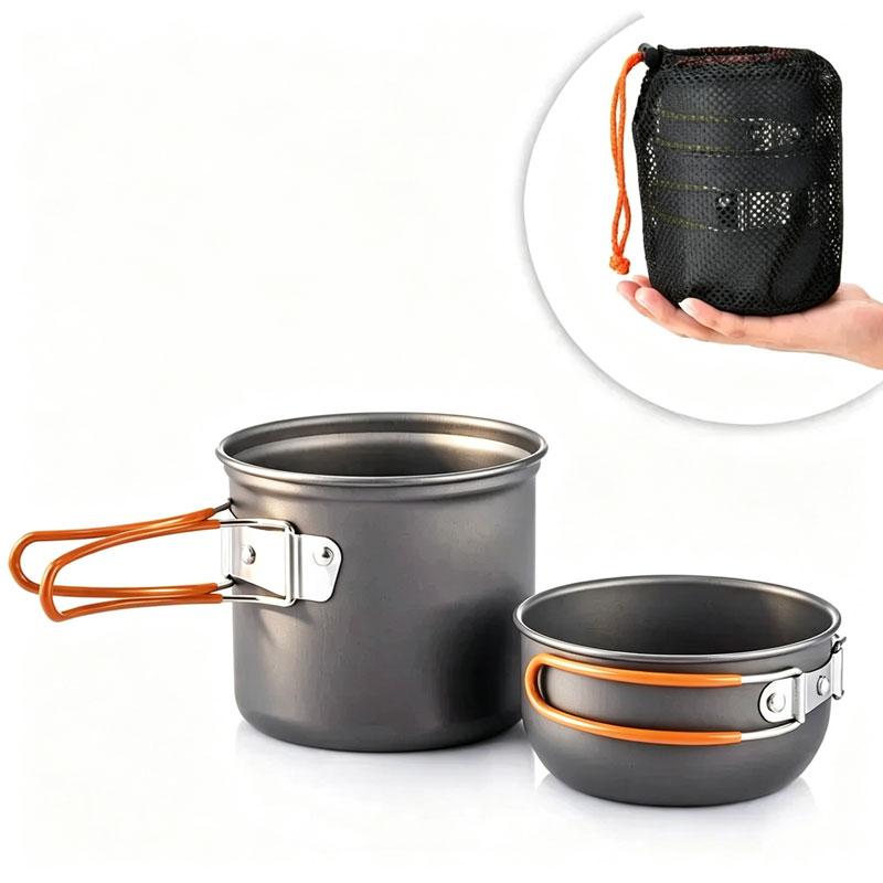 Ultralight Camping Pot Set: Camping Cookware Mess Kit (Outdoor Cooking Tableware) – for Hiking, Trekking, Picnic, Fishing, Mount