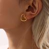 Hollow Heart Stud Earrings 18K Gold, Titanium Steel, Autumn/Winter Accessories, INS Style
