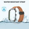 Leather Watch Band Replacement Band Lychee Texture Strap for Fit 3 Wristband Sweatproof Bracelet with Metal Frame