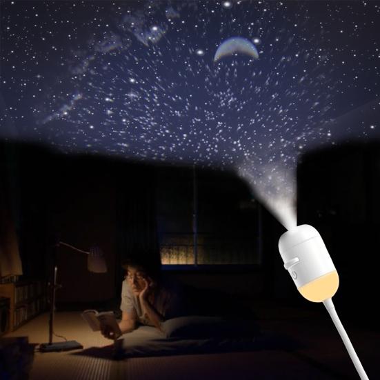 2-in-1 Sternenprojektor Nachtlicht mit Filmen, USB Sternenhimmel Nachtlicht Projektor für Schlafzimmer, Mini LED Deckenwand Projektionslampe mit 360
