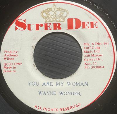 7inch Record WAYNE WONDER You Are My Woman NONE Super Dee 1989 Jamaica Reggae Ska Dub Used