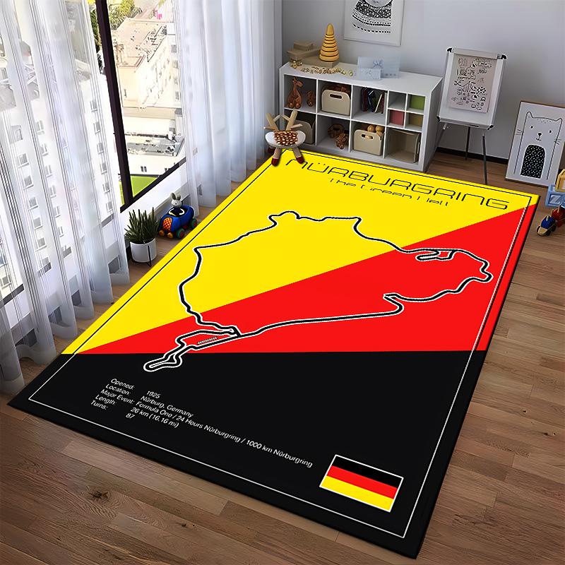 Nürburgring Rennstreckenkarte Design Teppich Rutschfester Teppich geeignet für Wohnzimmer- und Schlafzimmer-Sofas.