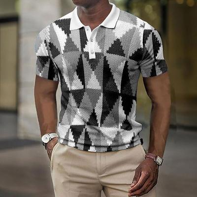 Erkek polo tişört kısa kollu 3d baskılı üstler moda polyester nefes alabilen rahat polo tişörtler