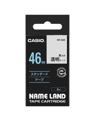 Genuine Casio Label Writer Nameland Tape 46mm Transparent with Black Text XR-46X