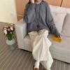 Autumn and winter new solid color simple and versatile crew neck pullover sweater women's large size loose inner knitted sweater