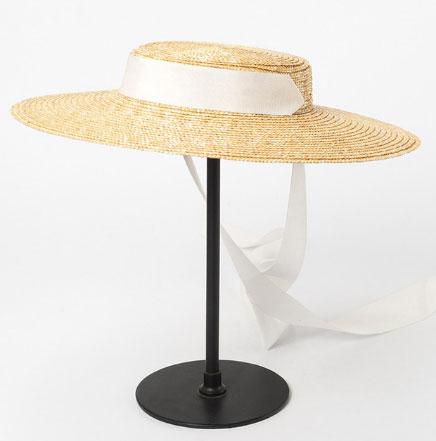 New Wide Brim Sun Hats 15cm Brim Boater Straw Hat Flat Women Summer Derby Chapeau Hat White Black Ribbon Tie Sunscreen Beach Cap